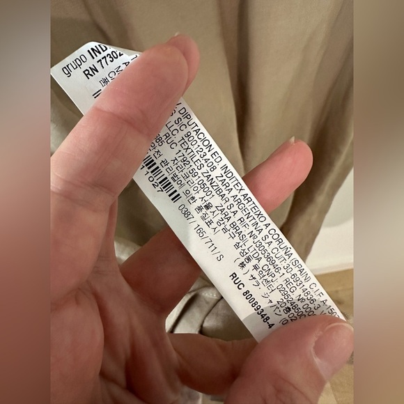 Zara oversized Beige linen belted V-Neck Dress size small new with tags - Picture 8 of 13